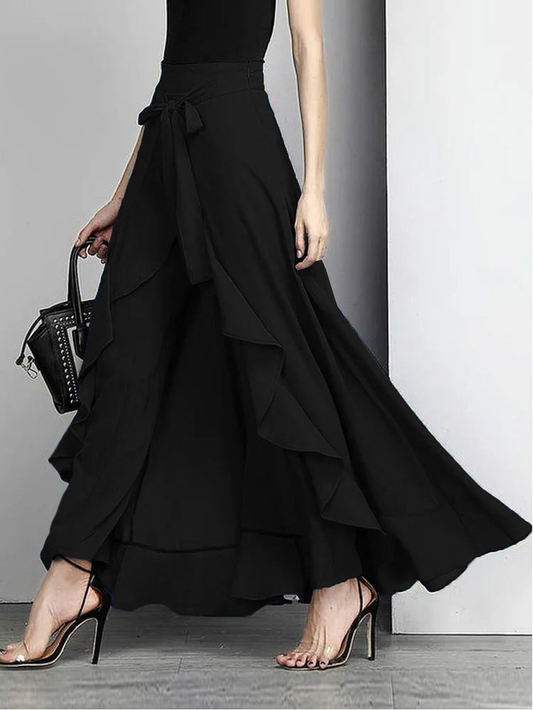 Women’s Maxi Skirt High Waist Ruffle | A-Line