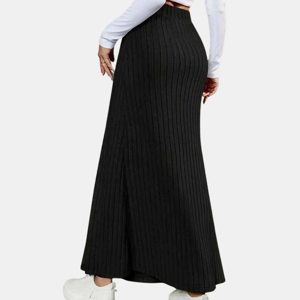 Women's Maxi Skirt Long Fitted | Side Slit Button