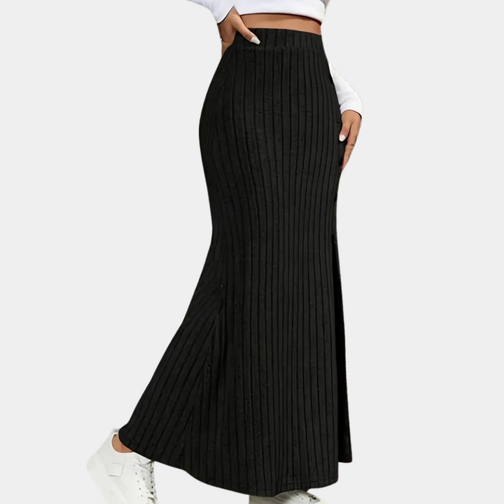 Women's Maxi Skirt Long Fitted | Side Slit Button