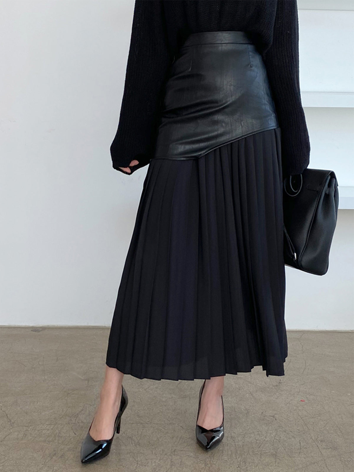 Women's Maxi Skirt Pleated Long | Fitted Overlay