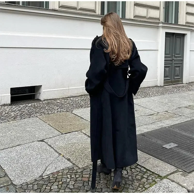 Women's Maxi Trench Coat with Belted Waist | Oversized