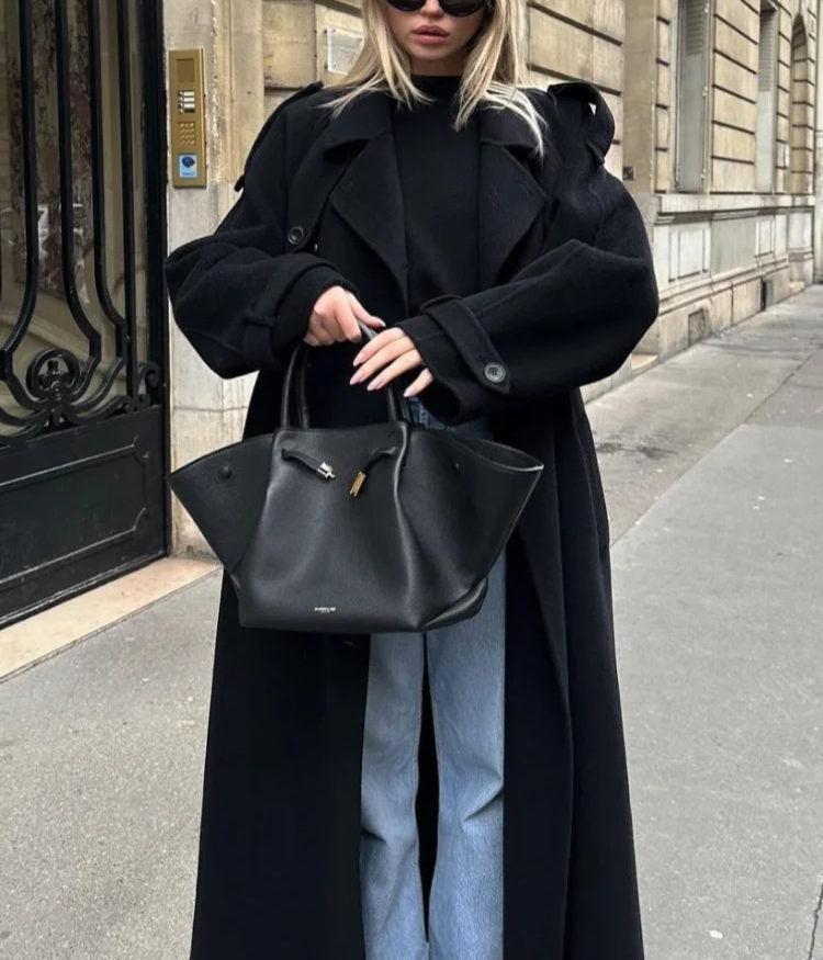 Women's Maxi Trench Coat with Belted Waist | Oversized