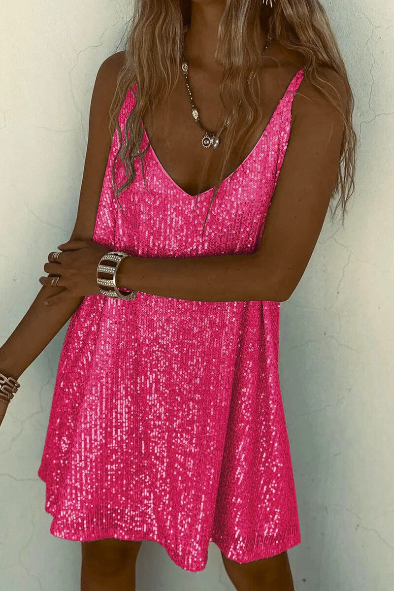 Women's Mini Dress Sequin V-Neck | Party