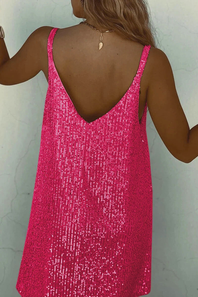 Women's Mini Dress Sequin V-Neck | Party