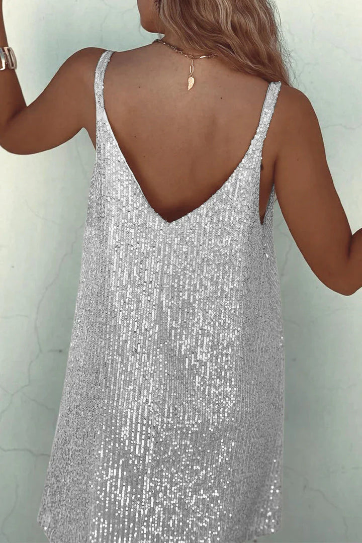 Women's Mini Dress Sequin V-Neck | Party