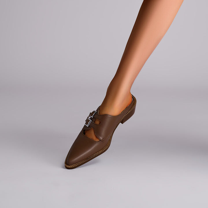 Women's Mules Double Buckle Cut-Out | Work Shoes