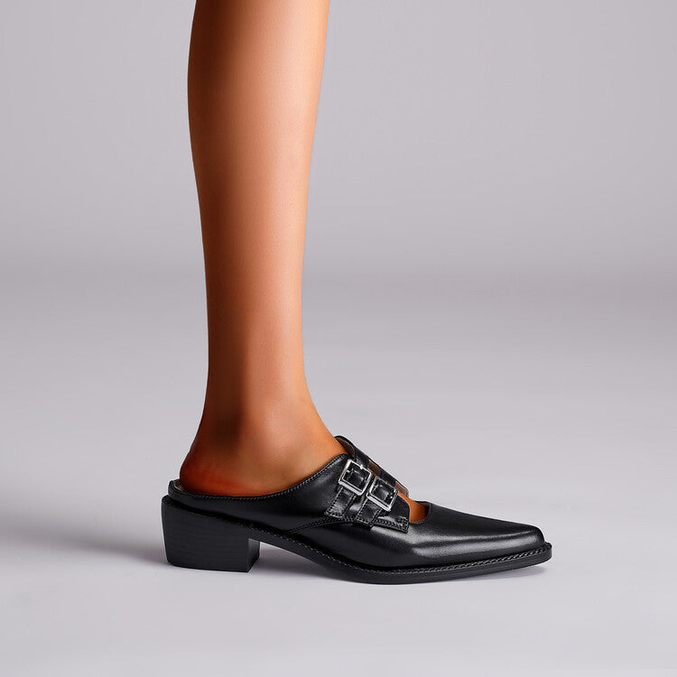 Women's Mules Double Buckle Cut-Out | Work Shoes