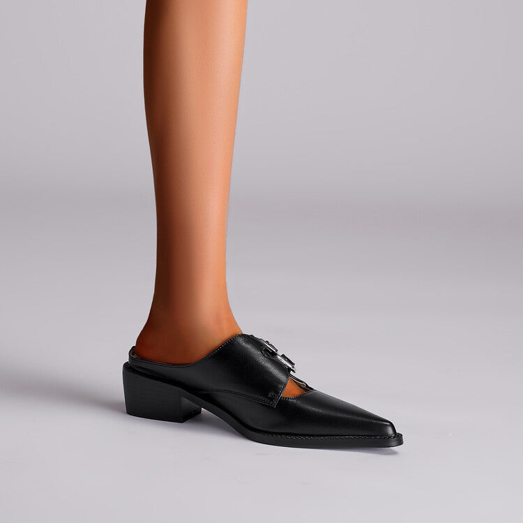 Women's Mules Double Buckle Cut-Out | Work Shoes