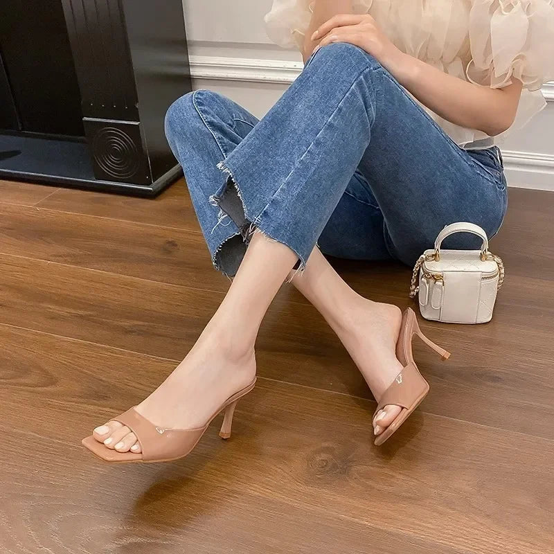 Women’s Mules Open Toe Slip-On Heel | Square