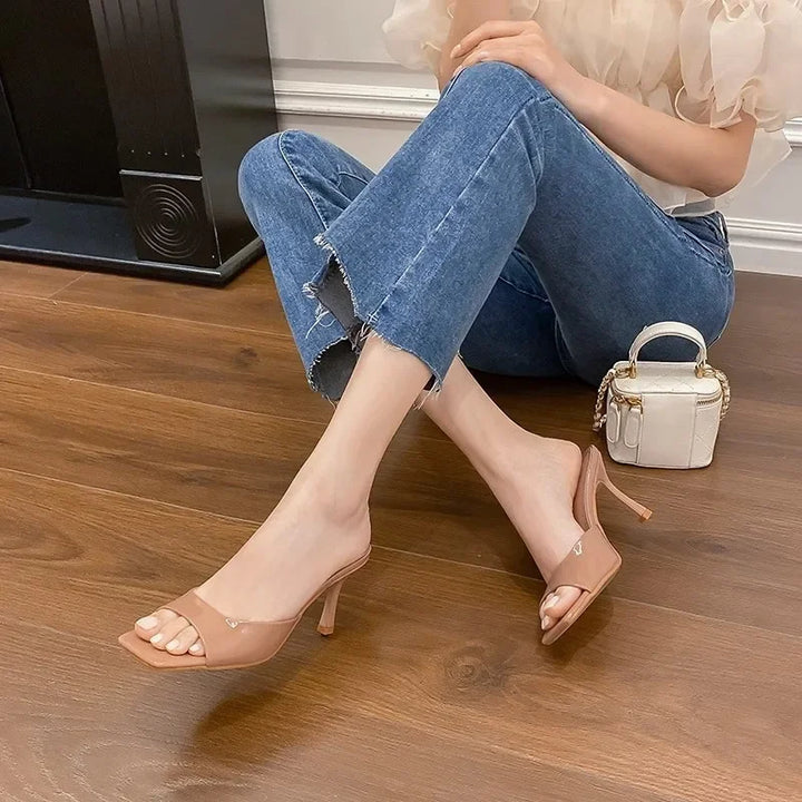 Women’s Mules Open Toe Slip-On Heel | Square