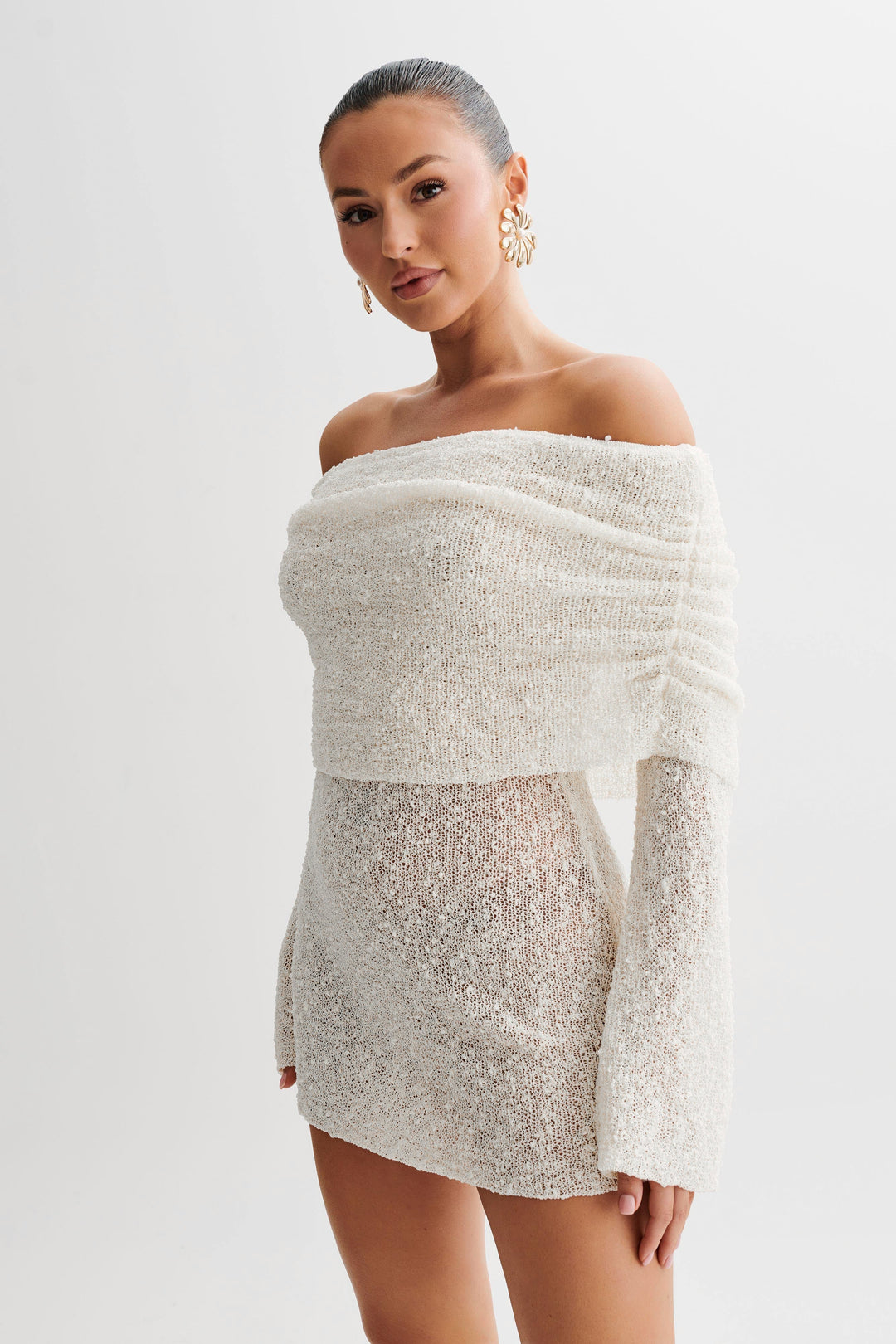 Women's Off Shoulder Long Sleeve Mini Dress | Party