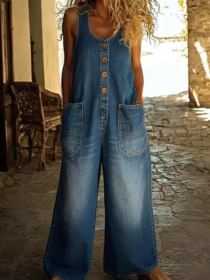 Women's Overalls with Button Front & Pockets | Wide Leg