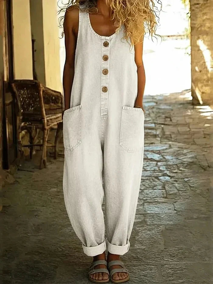 Women's Overalls with Button Front & Pockets | Wide Leg