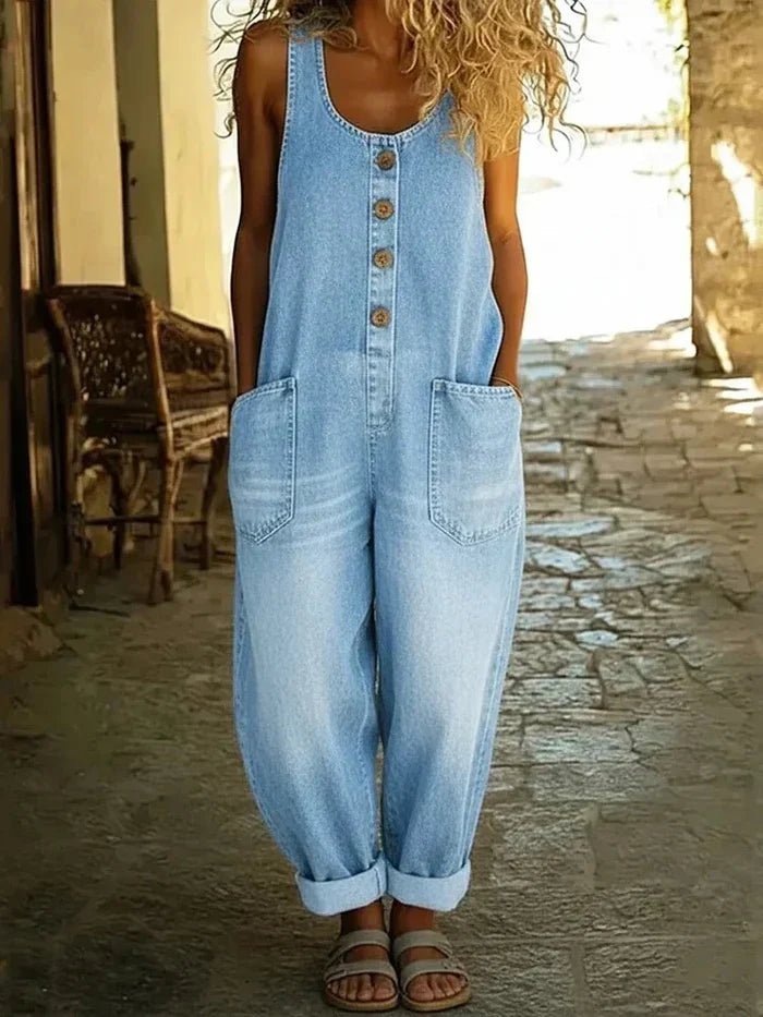 Women's Overalls with Button Front & Pockets | Wide Leg