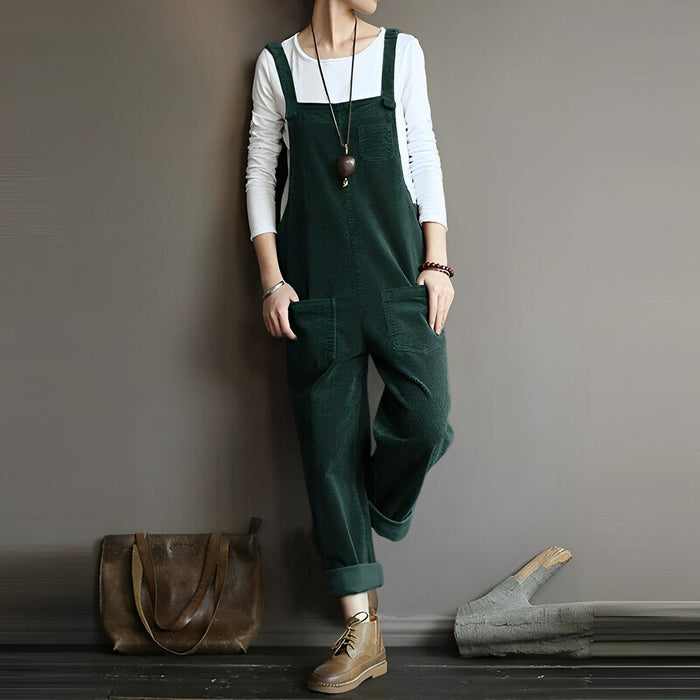 Women's Overalls with Front Pockets & Wide Leg | Relaxed Fit