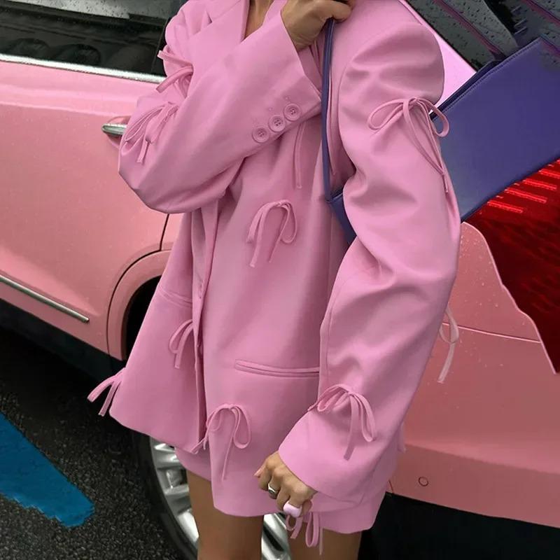 Women's Oversized Blazer with Bow Detail | Notched Lapel