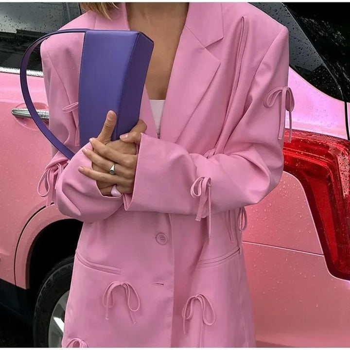 Women's Oversized Blazer with Bow Detail | Notched Lapel