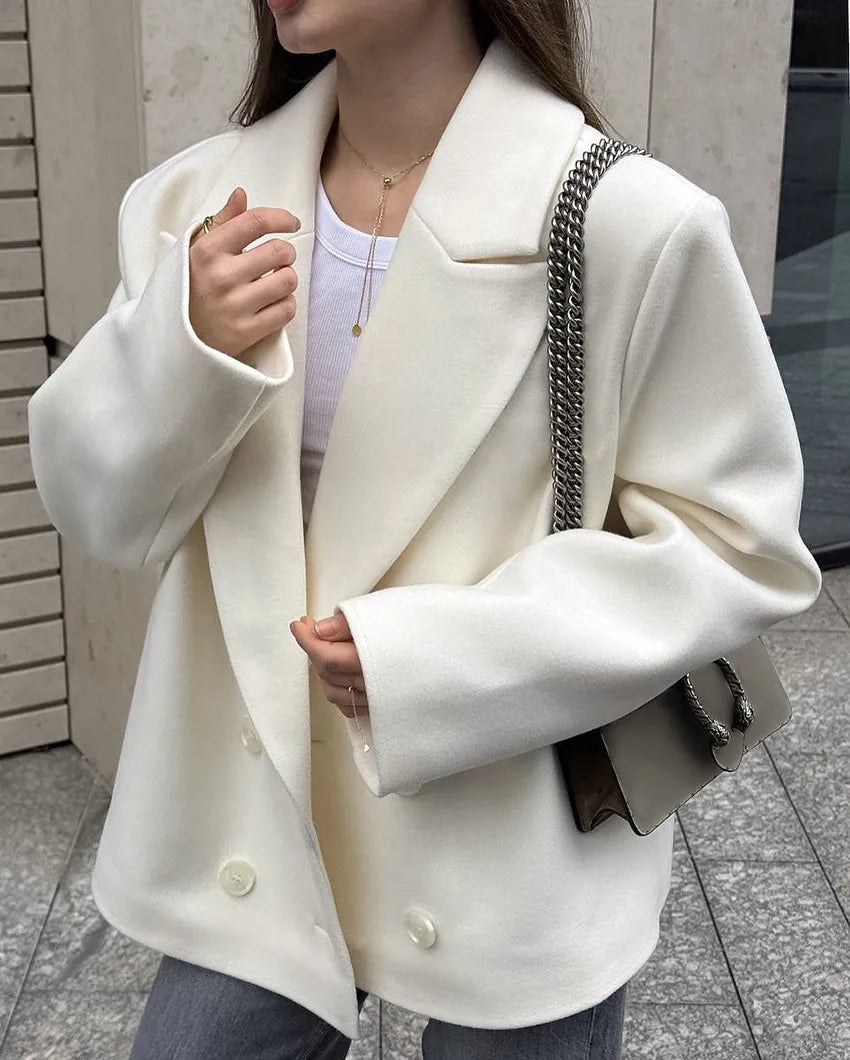 Women's Oversized Blazer with Double Breasted Front | Peak Lapel