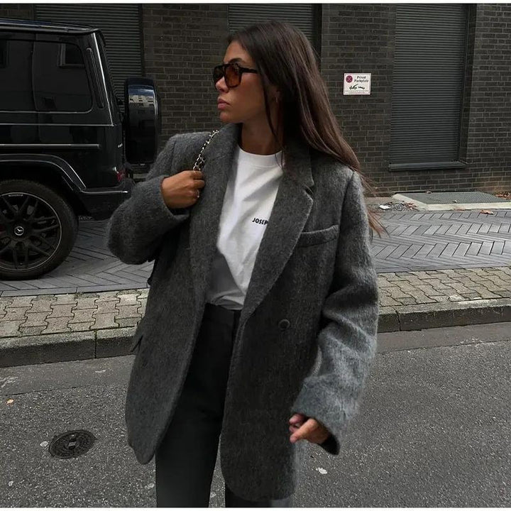 Women's Oversized Blazer with Flap Pockets | Notched Lapel