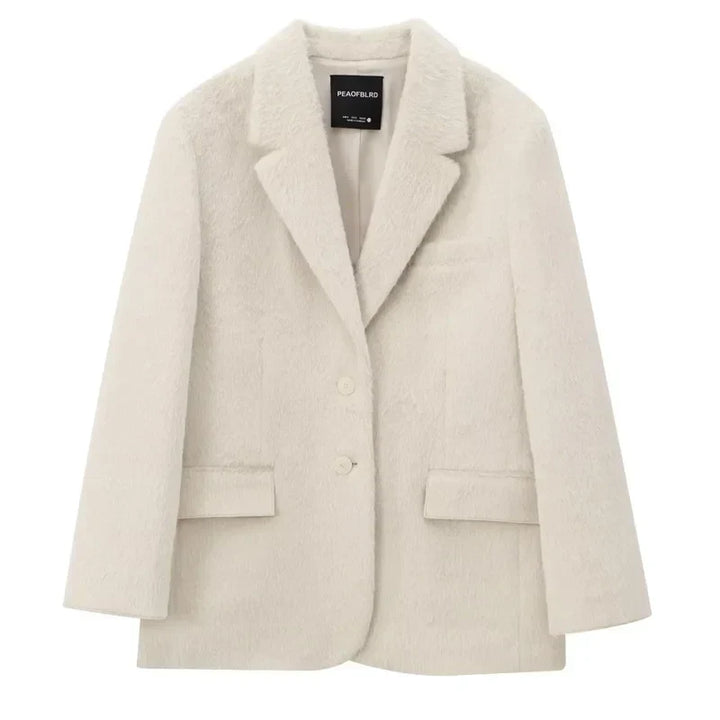 Women's Oversized Blazer with Notched Lapel & Flap Pockets | Button