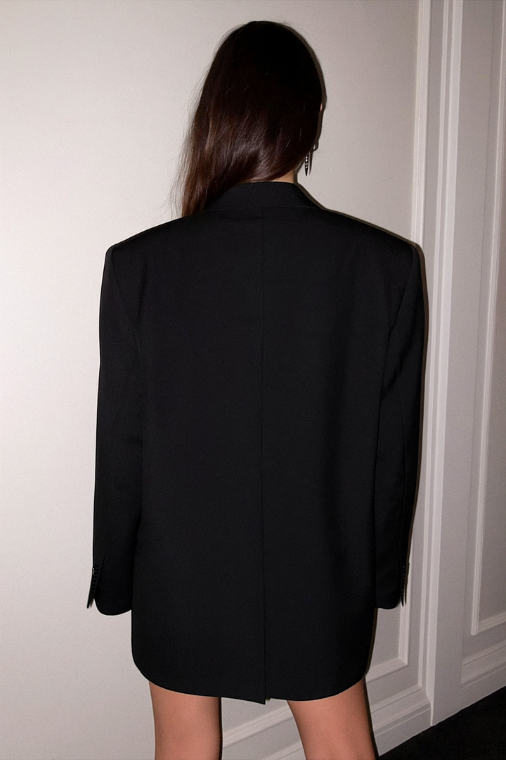 Women's Oversized Blazer with Peak Lapel & Button Front | Long