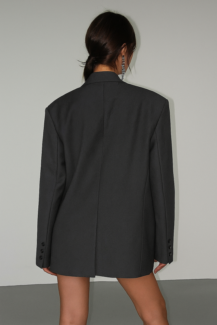 Women's Oversized Blazer with Peak Lapel & Button Front | Long