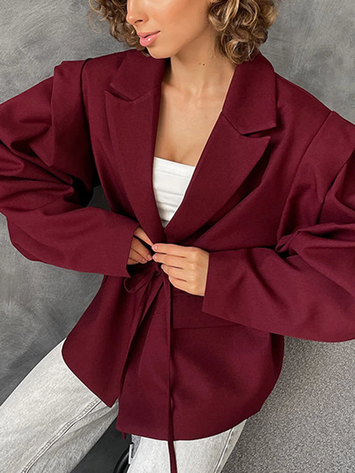 Women's Oversized Blazer with Tie Belt & Notched Lapel | Wrap
