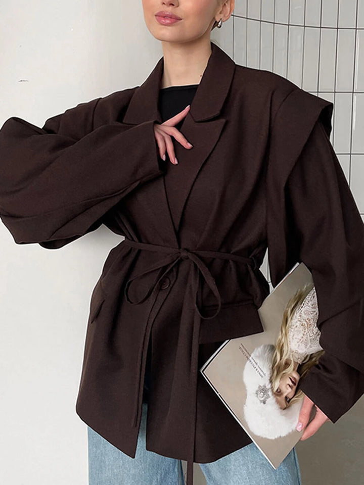 Women's Oversized Blazer with Tie Belt & Notched Lapel | Wrap
