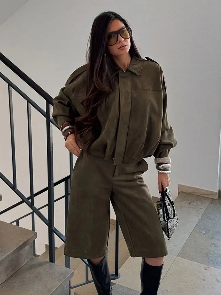 Women's Oversized Bomber Jacket with Collar | Drop Shoulder