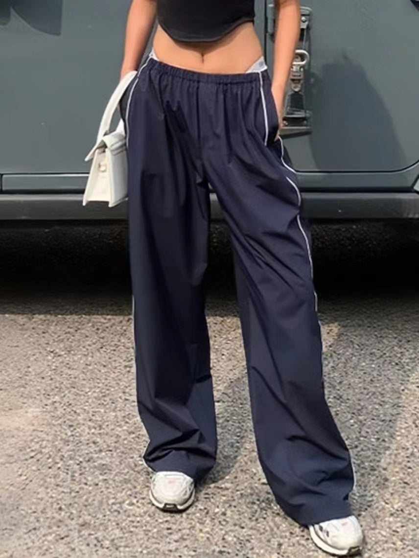 Women's Parachute Pants Wide Leg Stripe Elastic Waist | Track
