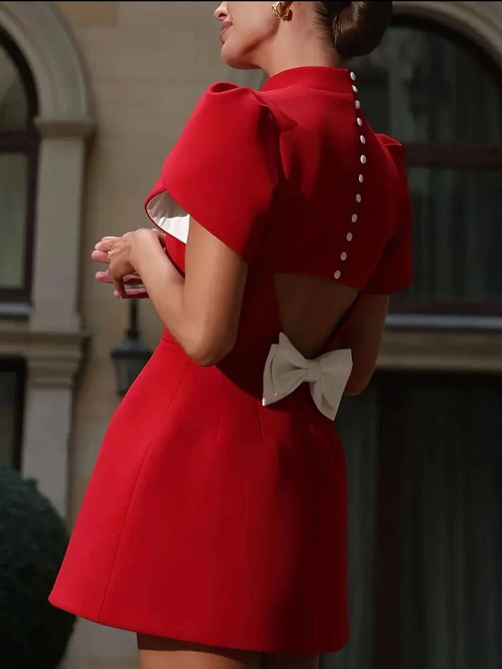 Women's Party Dress Open Back Bow Detail | Evening