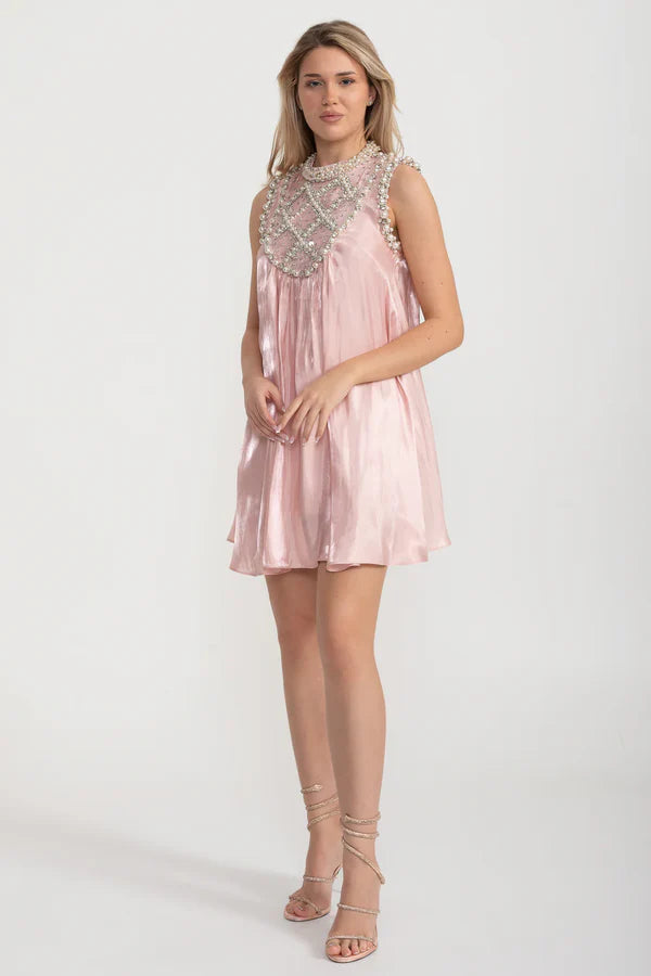 Women's Pink Dress Embellished Mini | Party