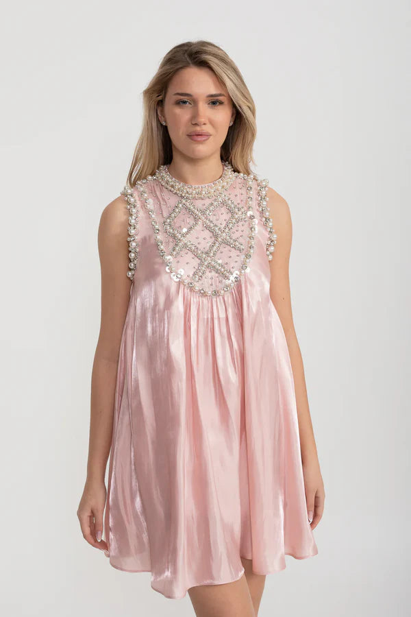 Women's Pink Dress Embellished Mini | Party