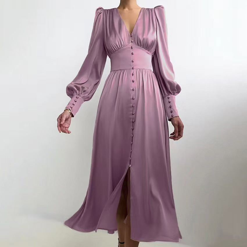 Women's Pink Dress Long Sleeve Midi | Wedding Guest