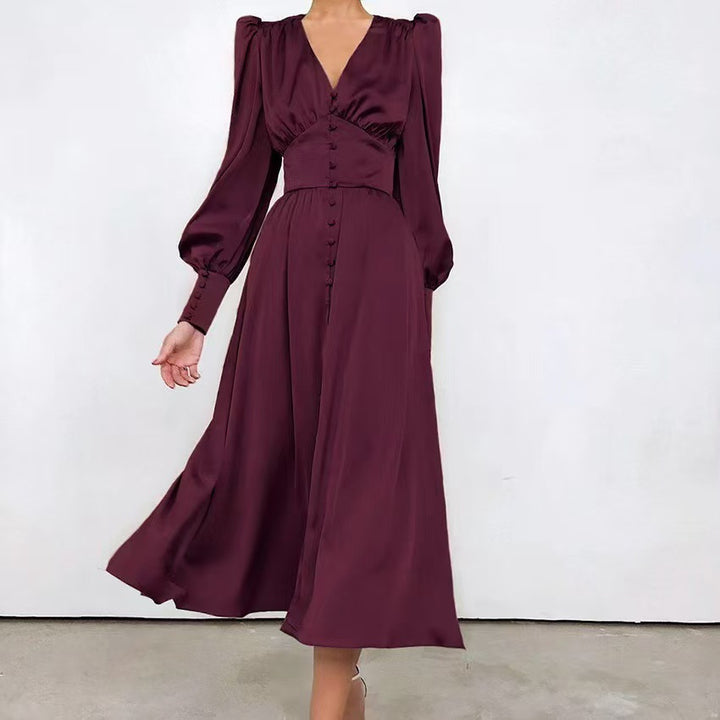 Women's Pink Dress Long Sleeve Midi | Wedding Guest