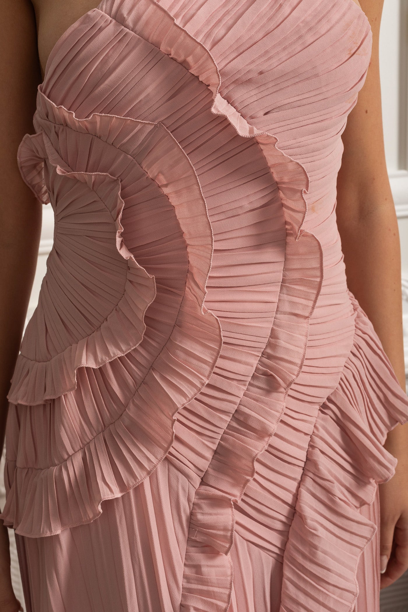 Women's Pink Dress Pleated Halter Neck Maxi | Wedding