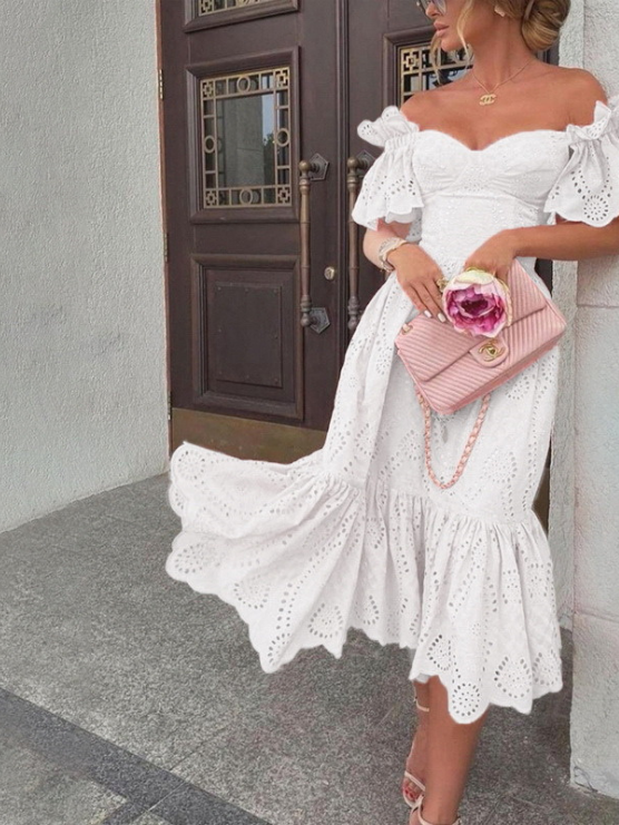 Women’s Pink Dress Puff Sleeve Midi | Cocktail
