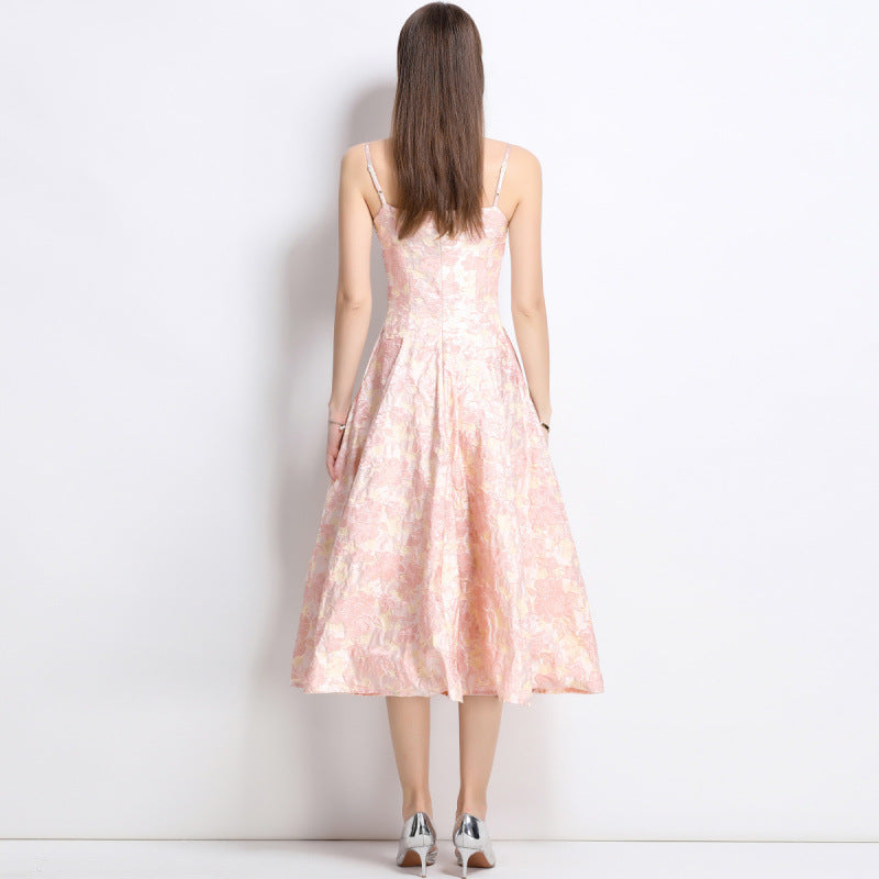 Women's Pink Dress Spaghetti Strap Floral | Wedding Guest