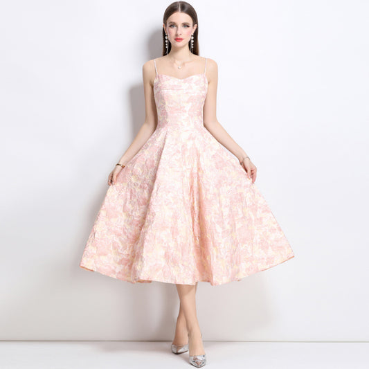 Women's Pink Dress Spaghetti Strap Floral | Wedding Guest