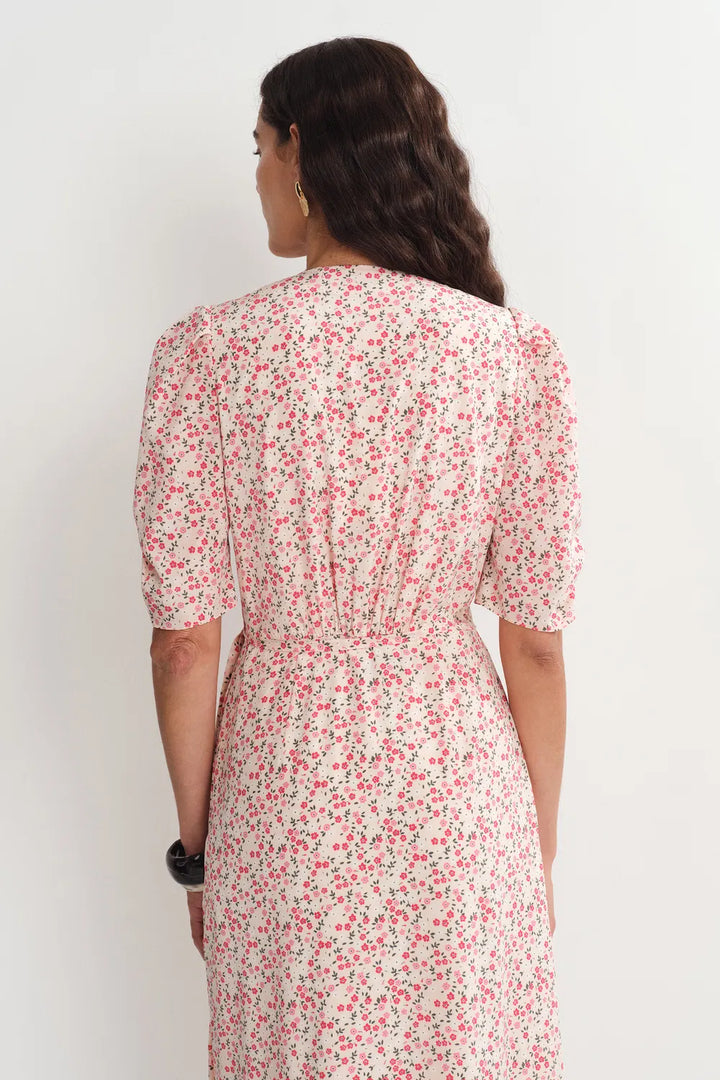 Women's Pink Dress V-Neck Midi | Wedding Guest