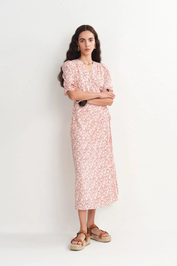 Women's Pink Dress V-Neck Midi | Wedding Guest
