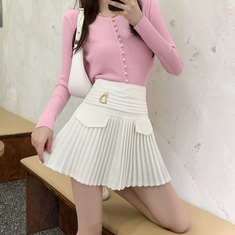 Women’s Pleated Mini Skirt High Waist | Pocket Detail
