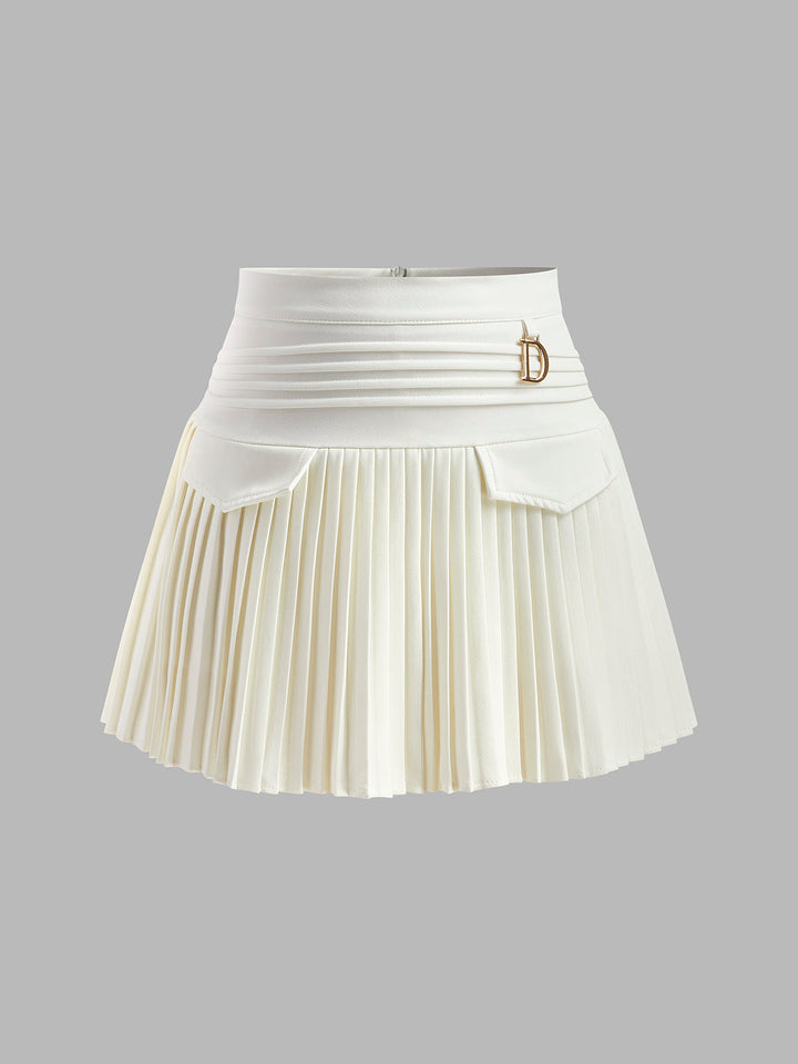 Women’s Pleated Mini Skirt High Waist | Pocket Detail