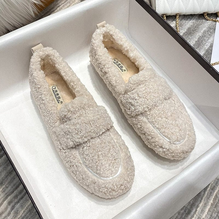 Women's Plush Penny Loafers | Slip-On Snow Flats