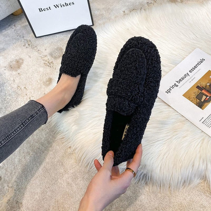Women's Plush Penny Loafers | Slip-On Snow Flats