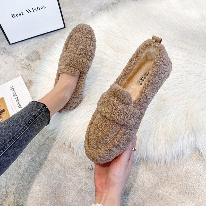 Women's Plush Penny Loafers | Slip-On Snow Flats