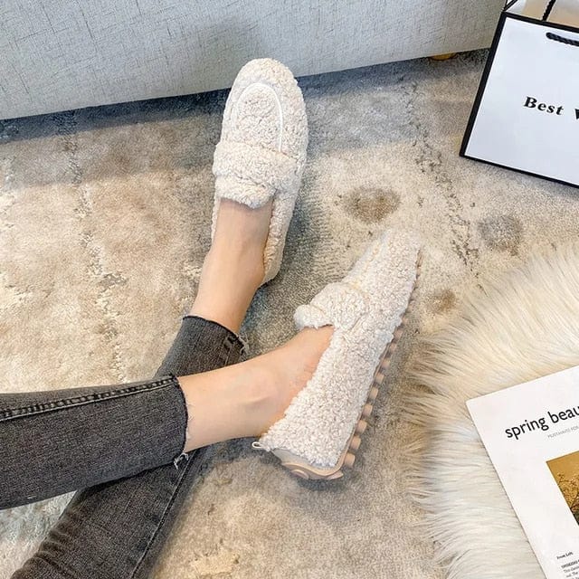 Women's Plush Penny Loafers | Slip-On Snow Flats