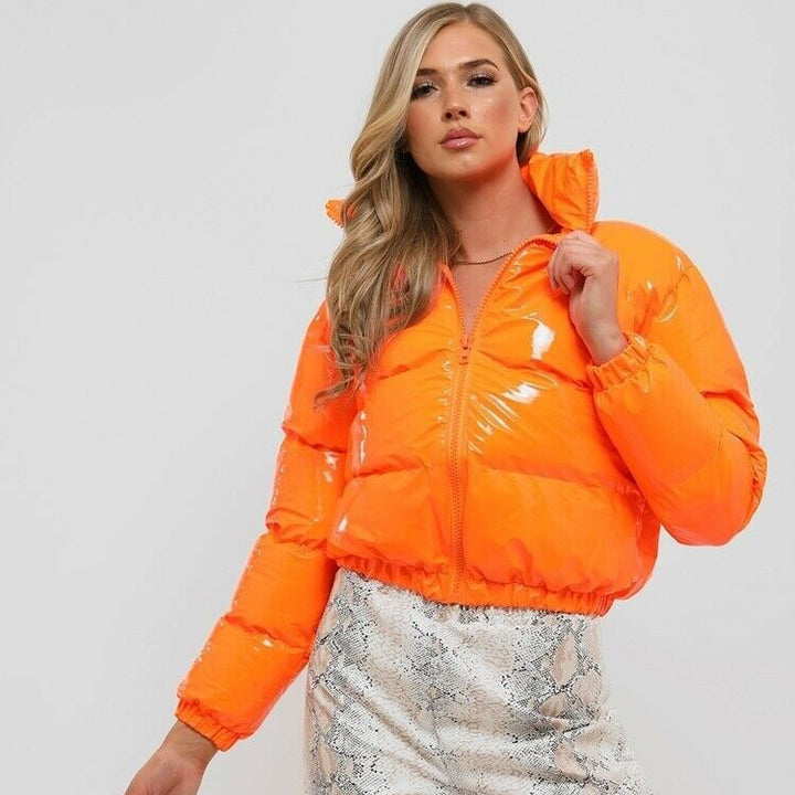 Women's Puffer Jacket Cropped | Metallic