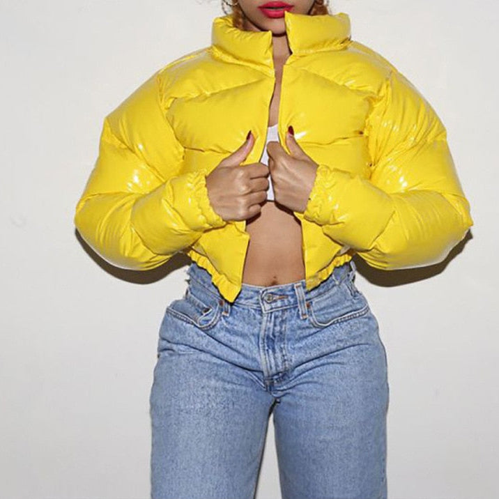 Women's Puffer Jacket Cropped | Metallic
