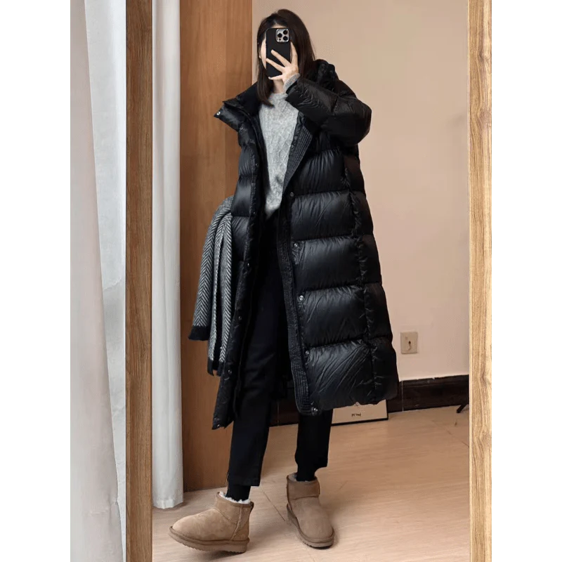 Women's Puffer Jacket Long Hooded Full Zip | Winter